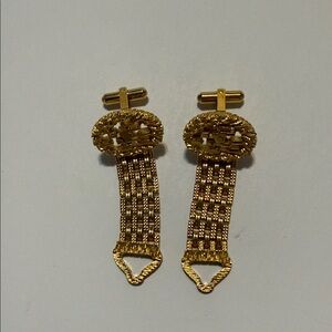 Vintage Sherman Senator Gold Cuff Links with Intricate Design